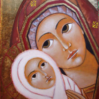 Icône de la Vierge de tendresse - Tempera - Format 15 x 10 cm